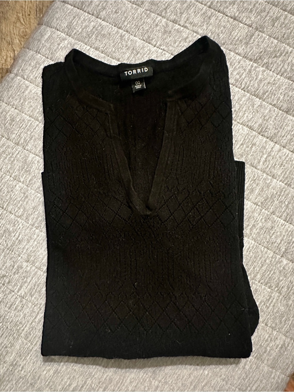 Torrid Black Diamond-Textured V-Neck Sweater